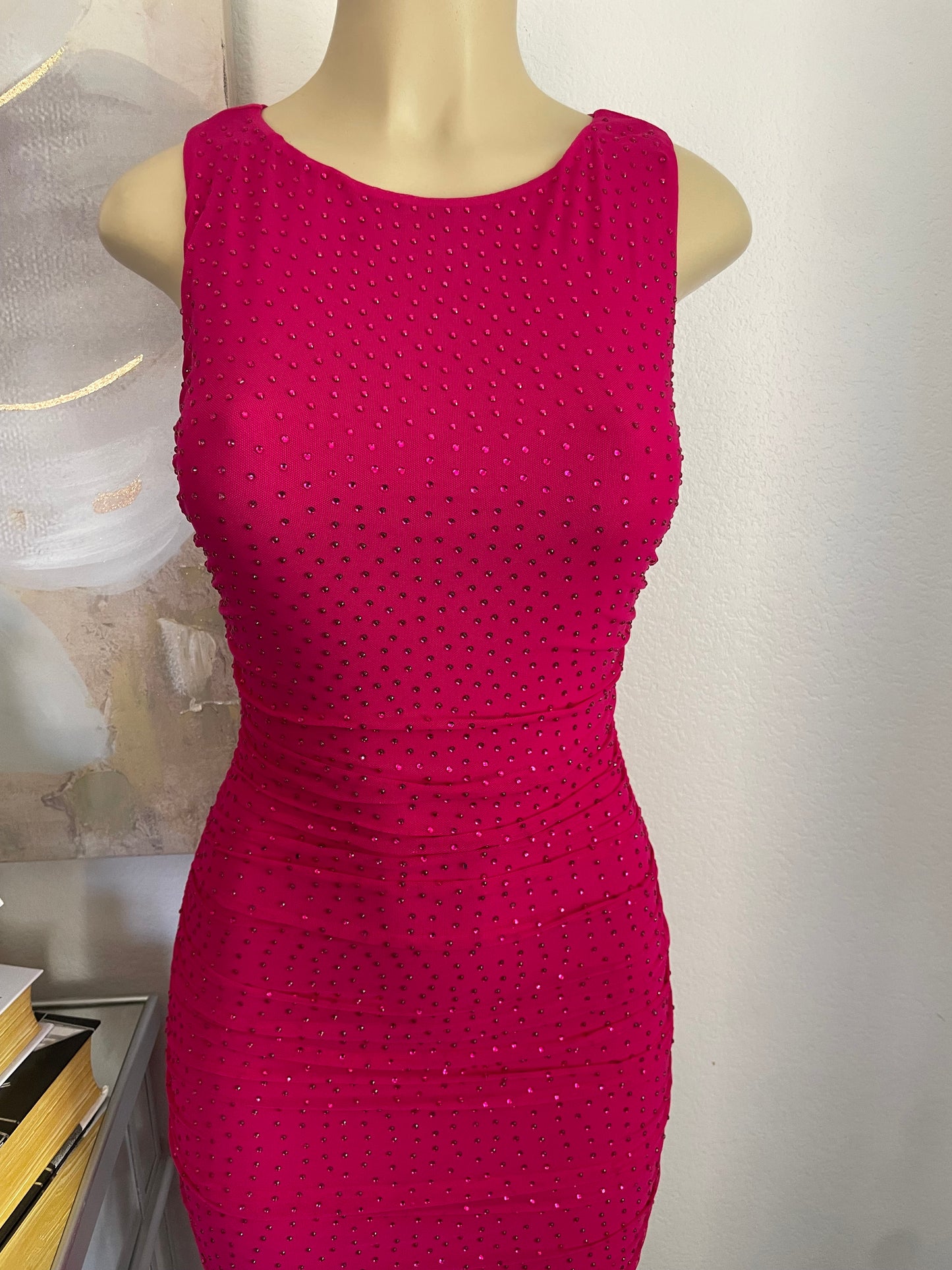 Rhinestone Magenta Dress