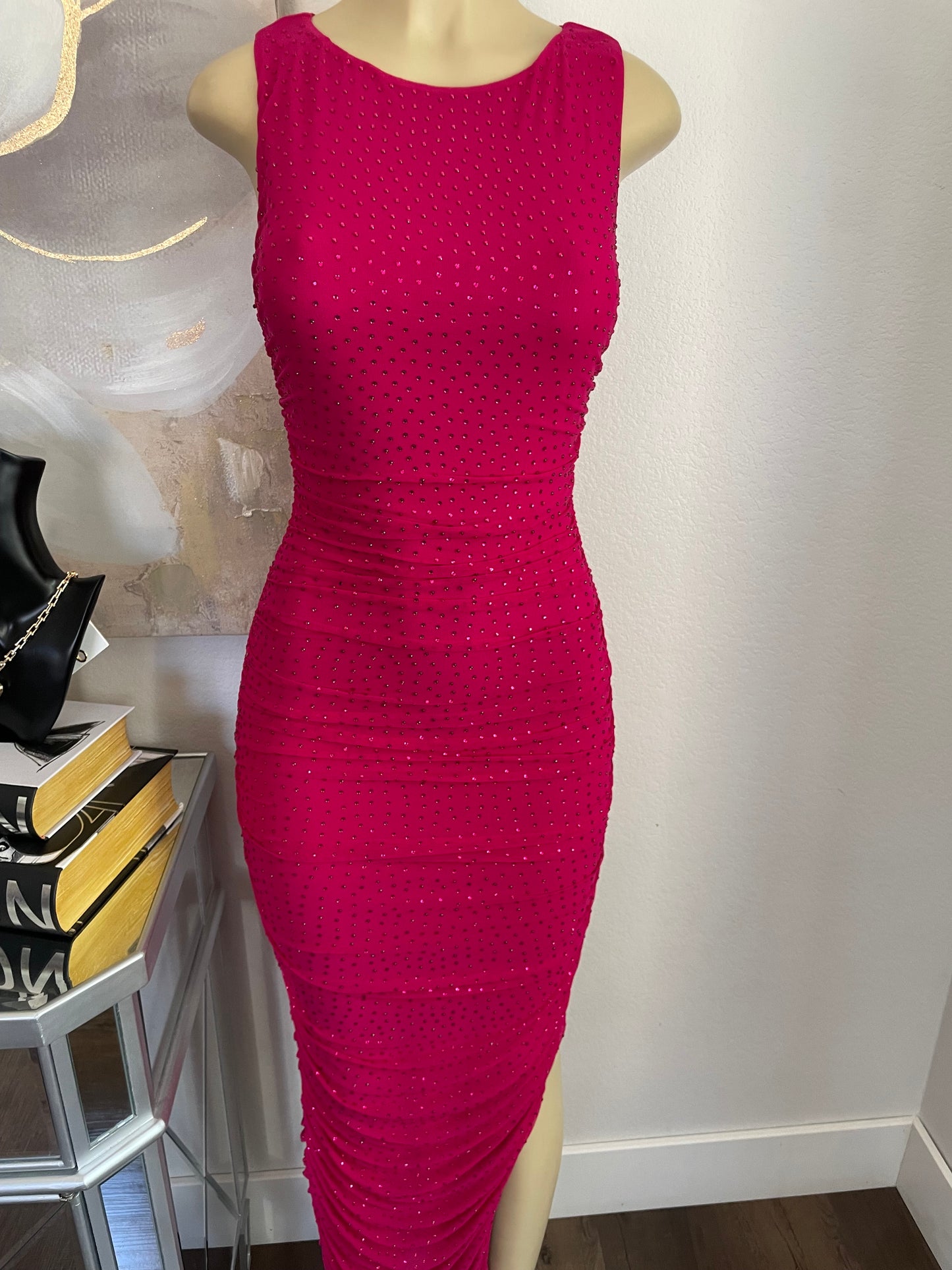 Rhinestone Magenta Dress