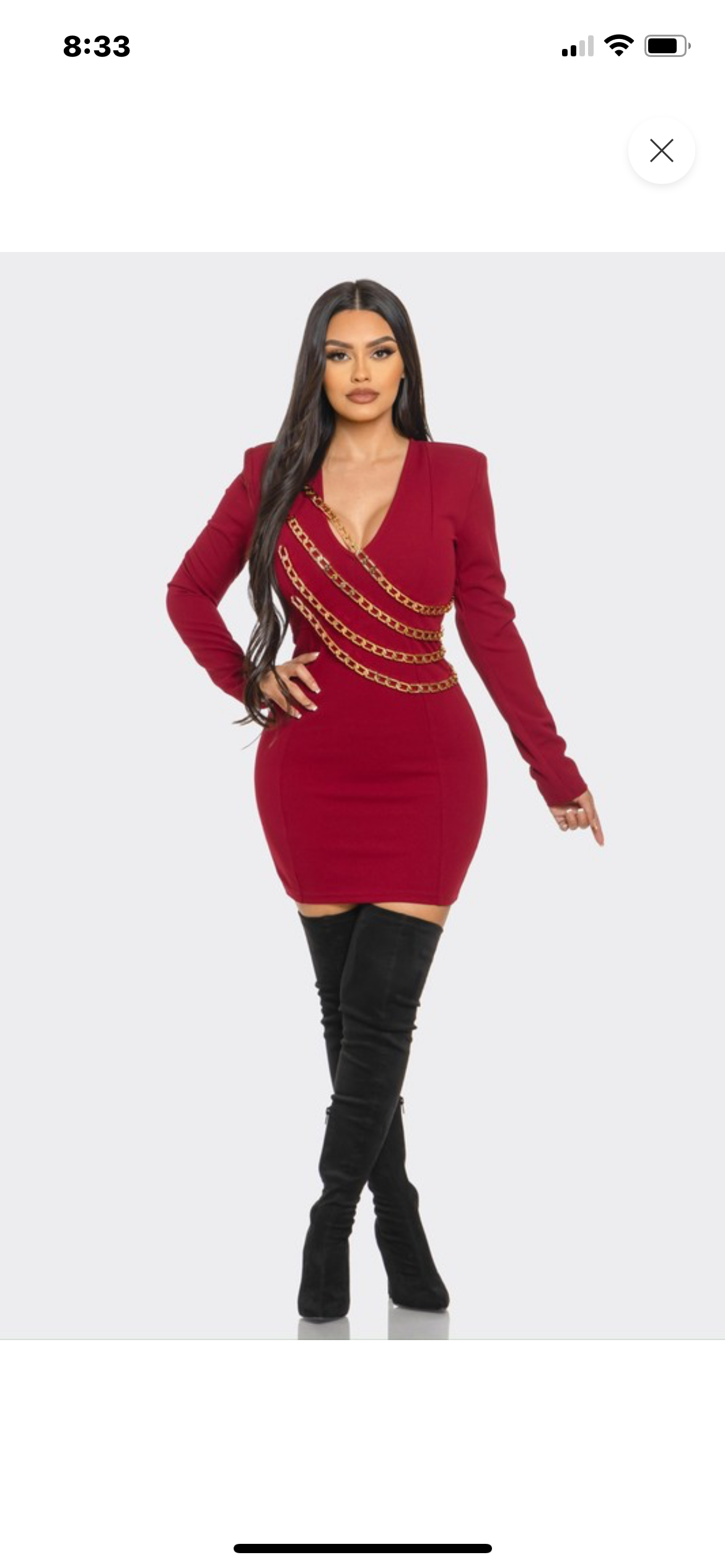 Burgundy Chain Mini Dress