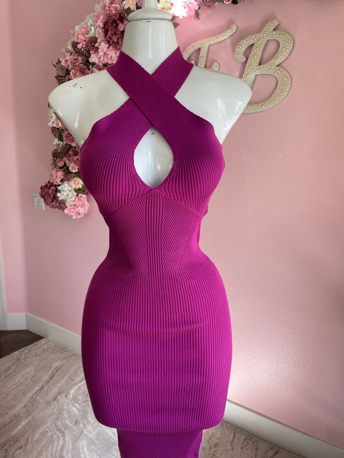 Magenta Midi Dress