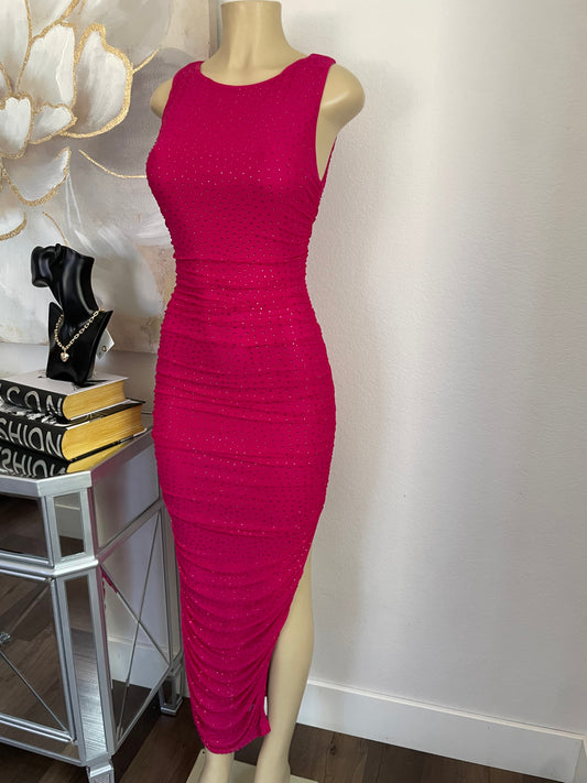 Rhinestone Magenta Dress