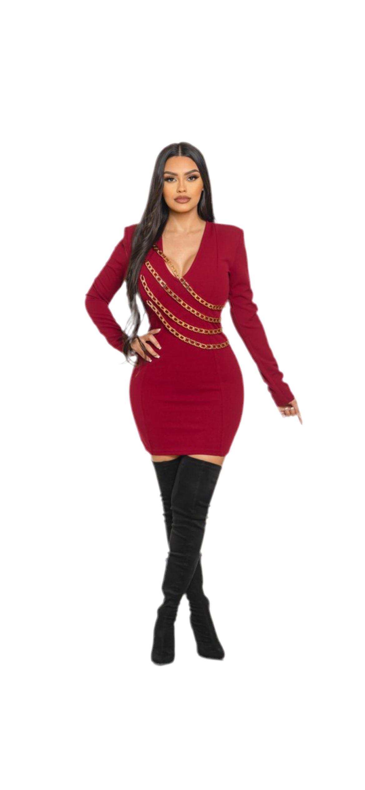 Burgundy Chain Mini Dress