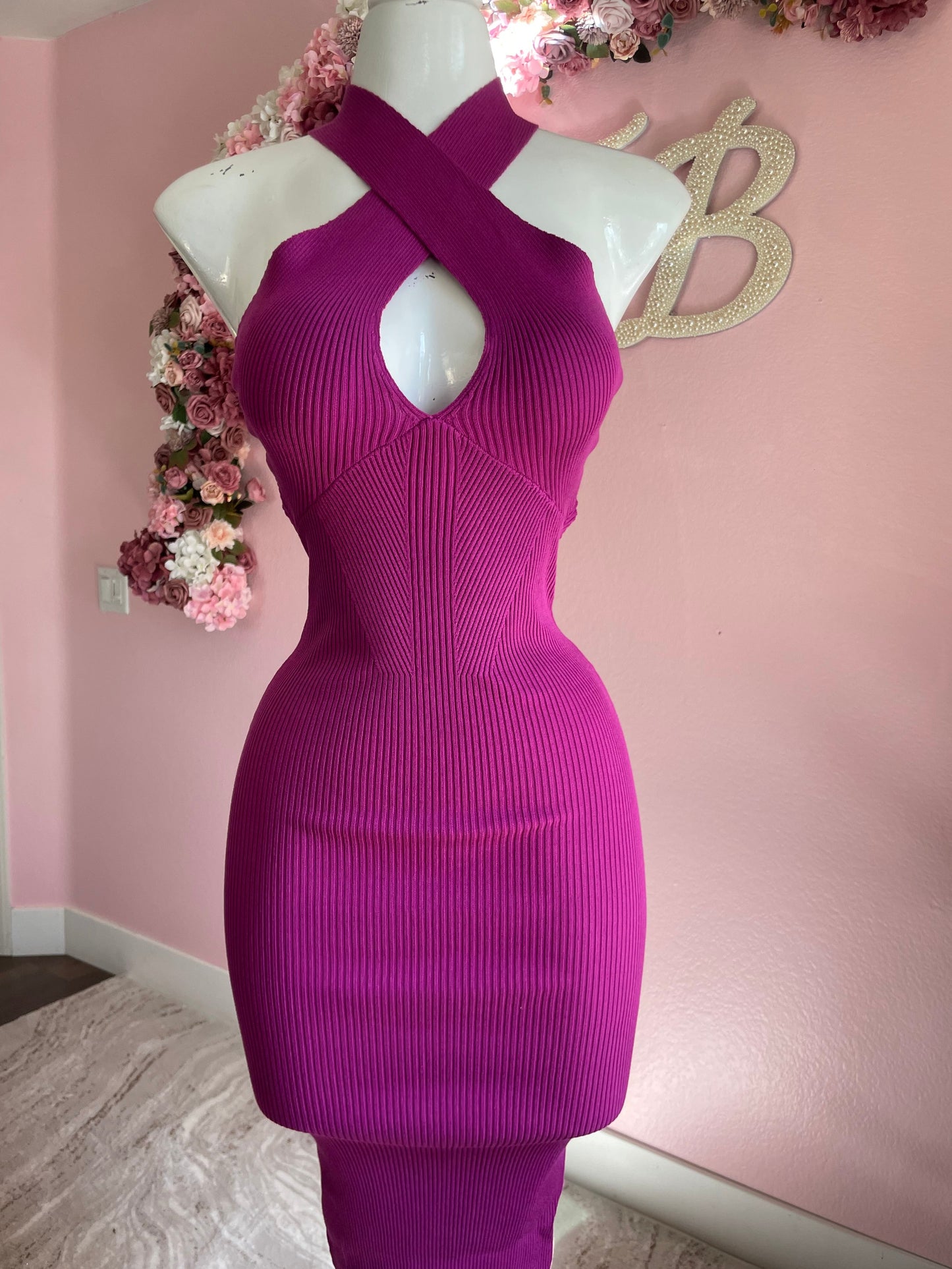 Magenta Midi Dress