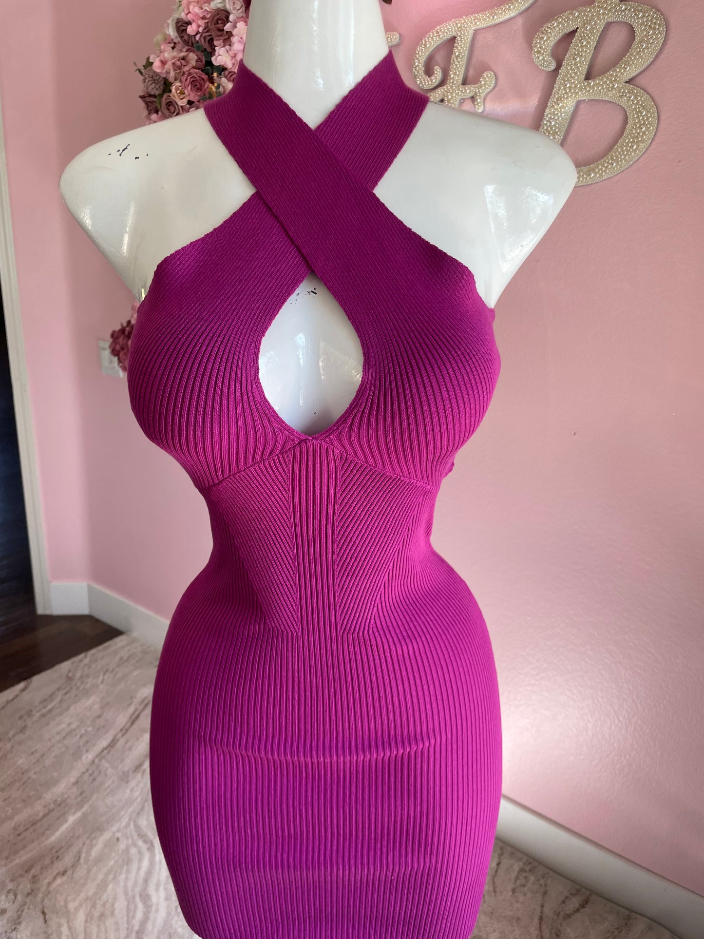 Magenta Midi Dress