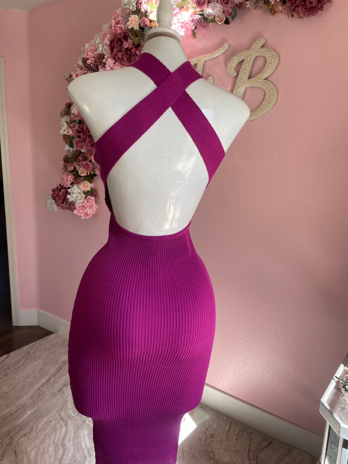 Magenta Midi Dress
