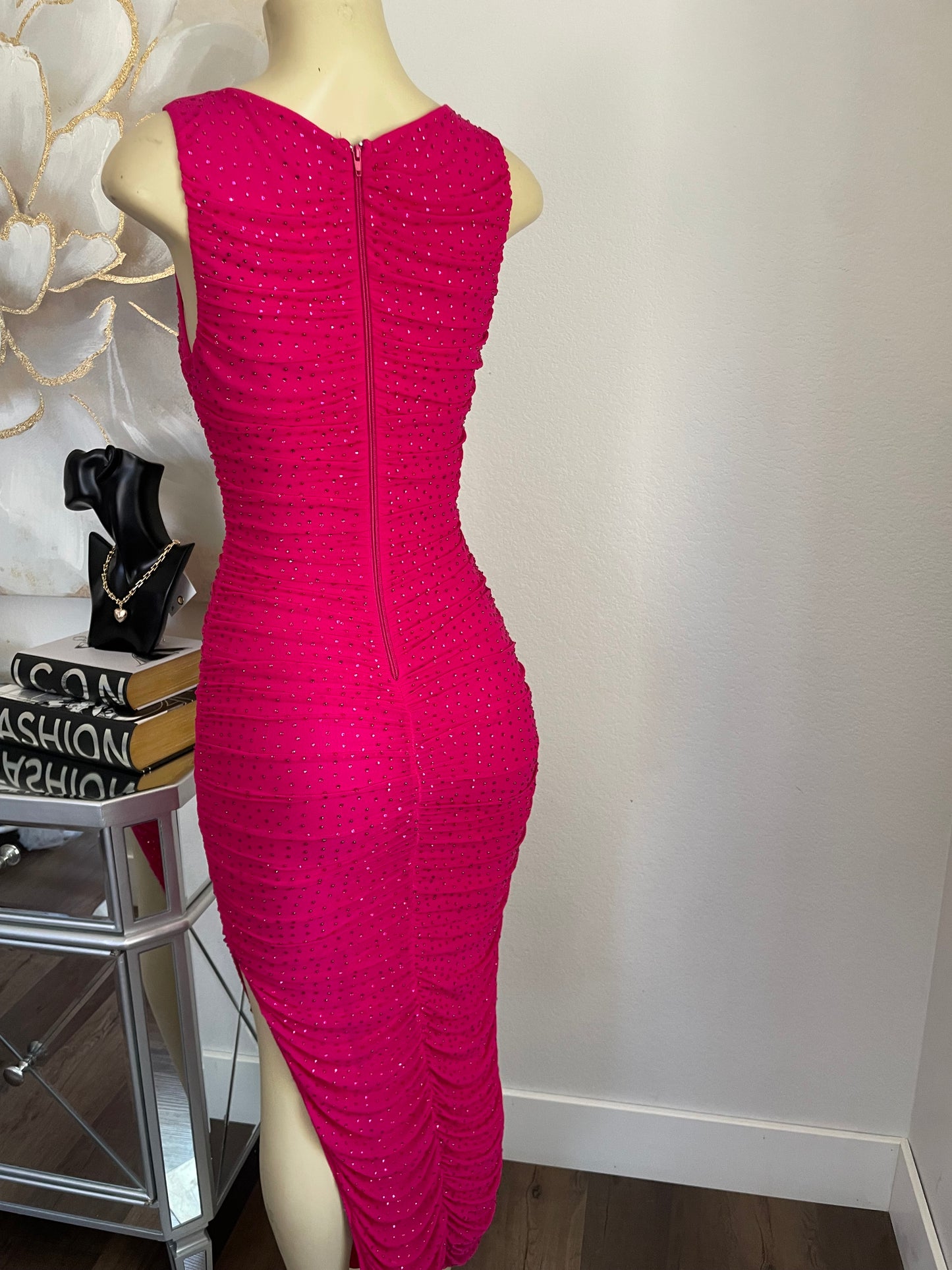 Rhinestone Magenta Dress