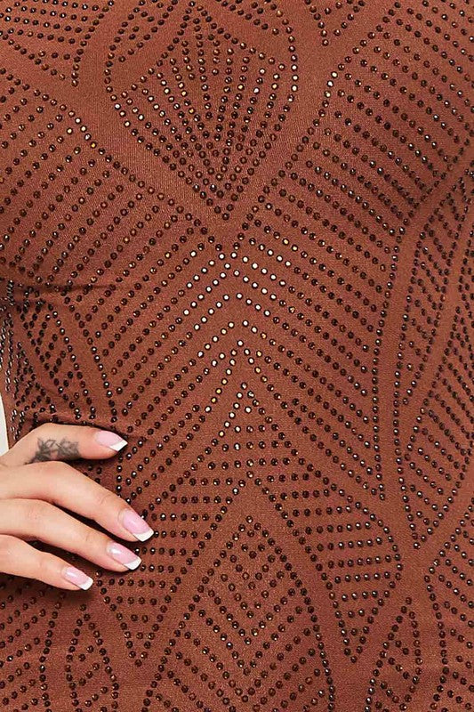 Rhinestone Brown Dress