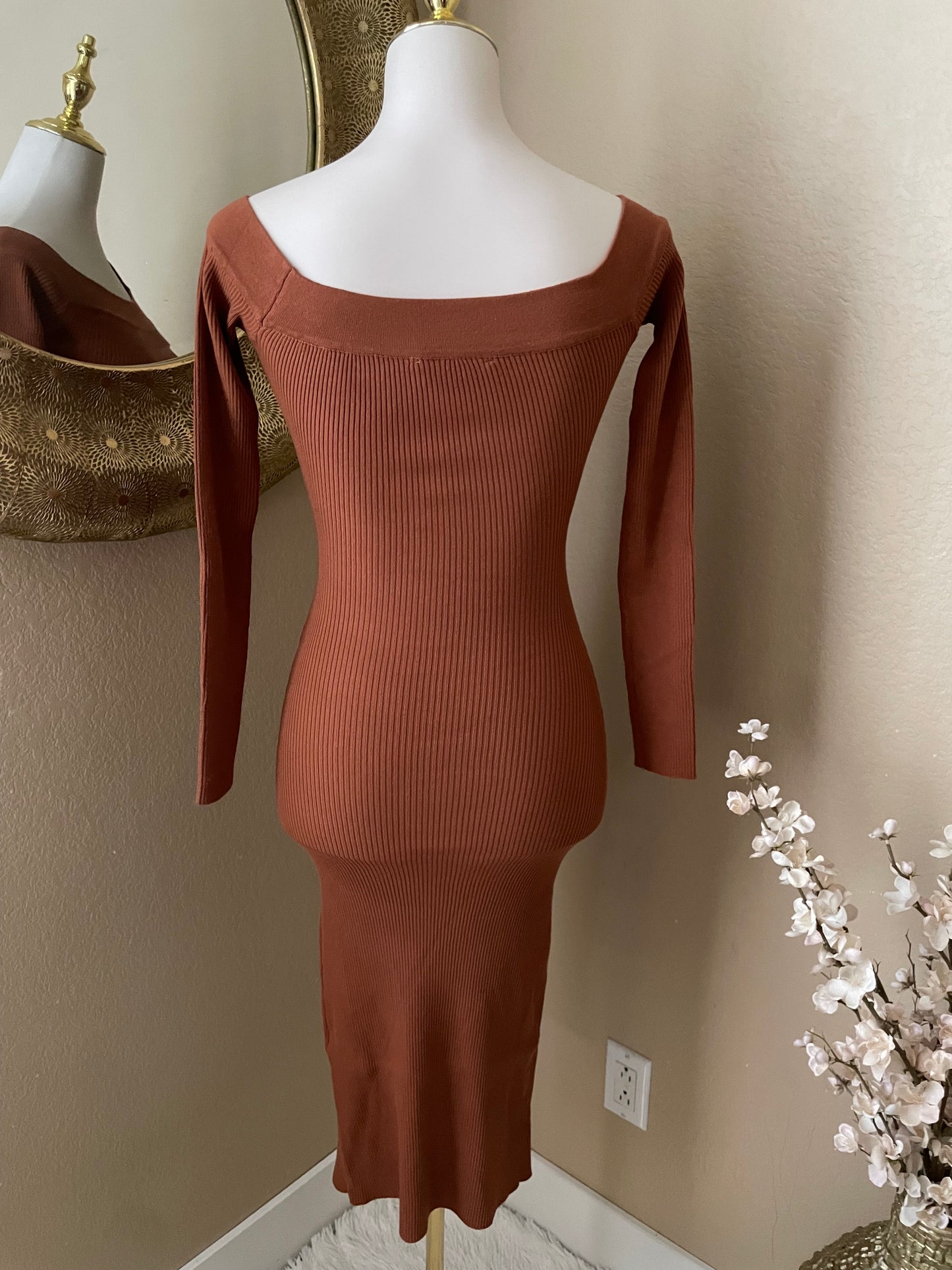 Rust Button Dress