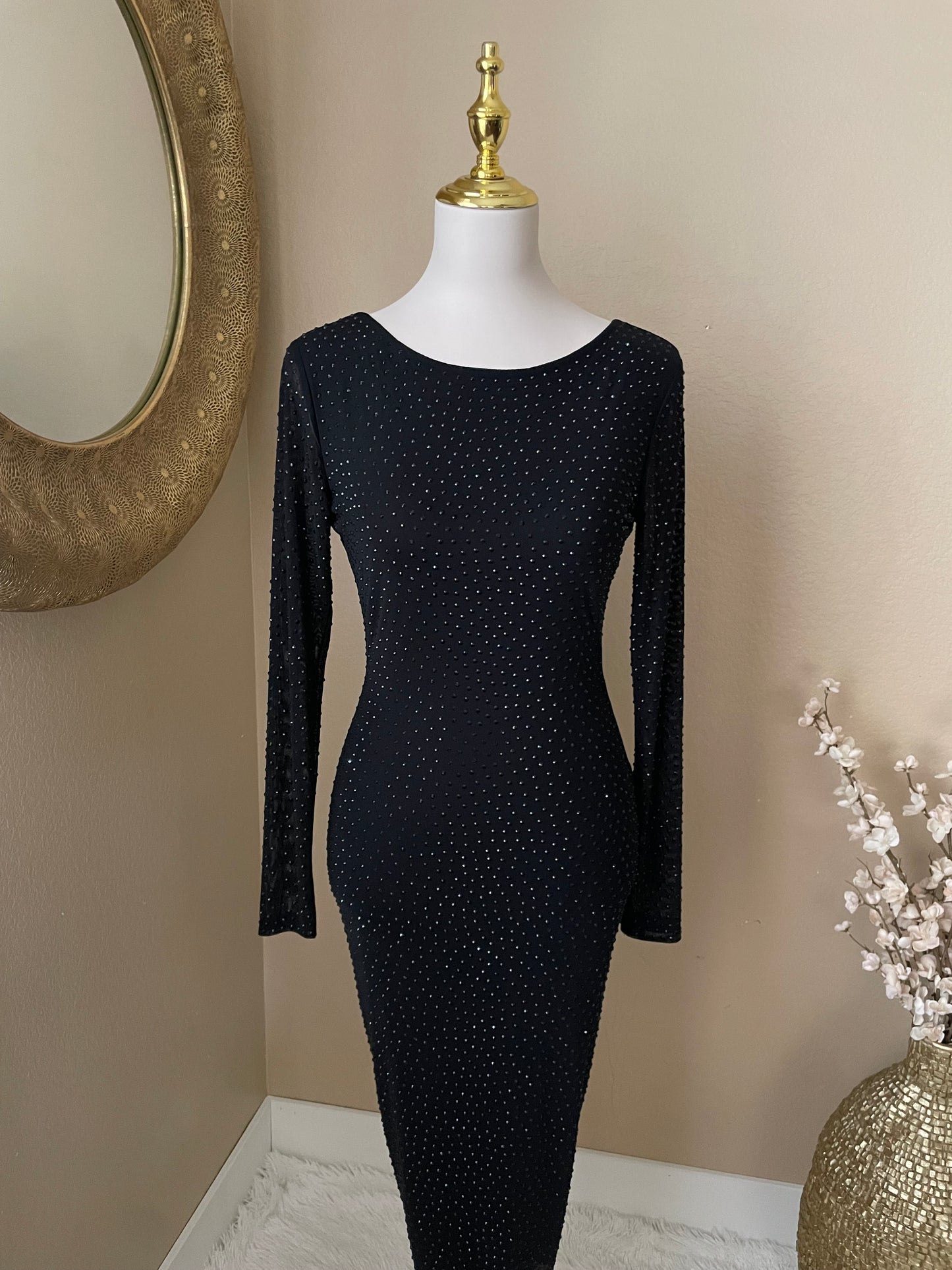 Black Rhinestone Dress