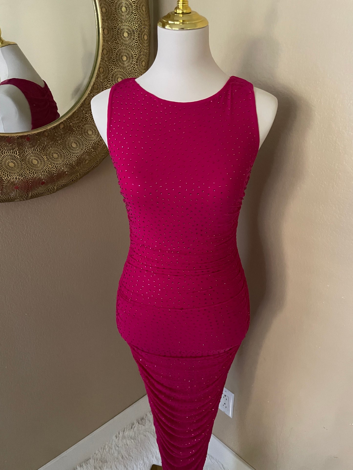 Rhinestone Magenta Dress