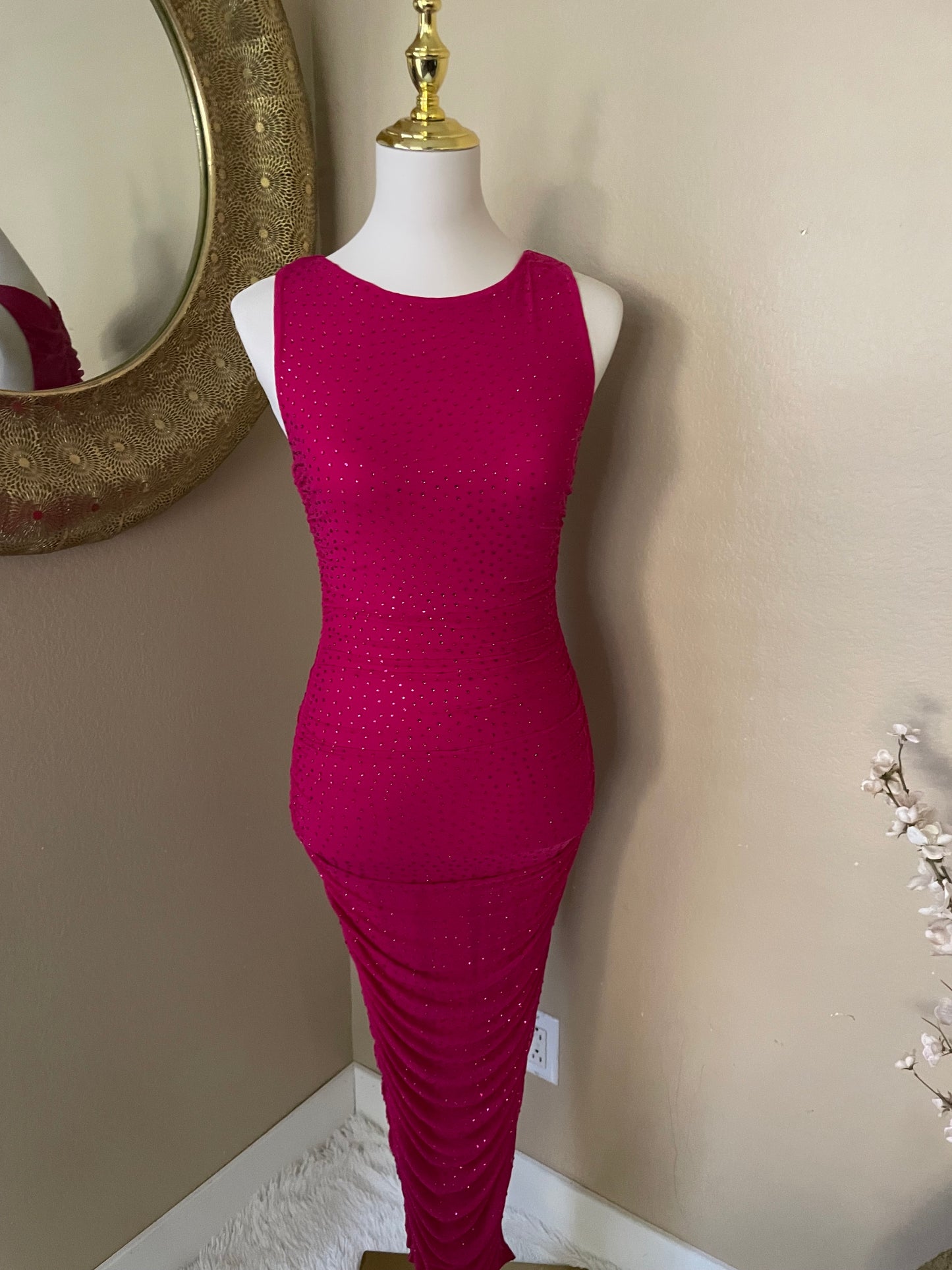 Rhinestone Magenta Dress