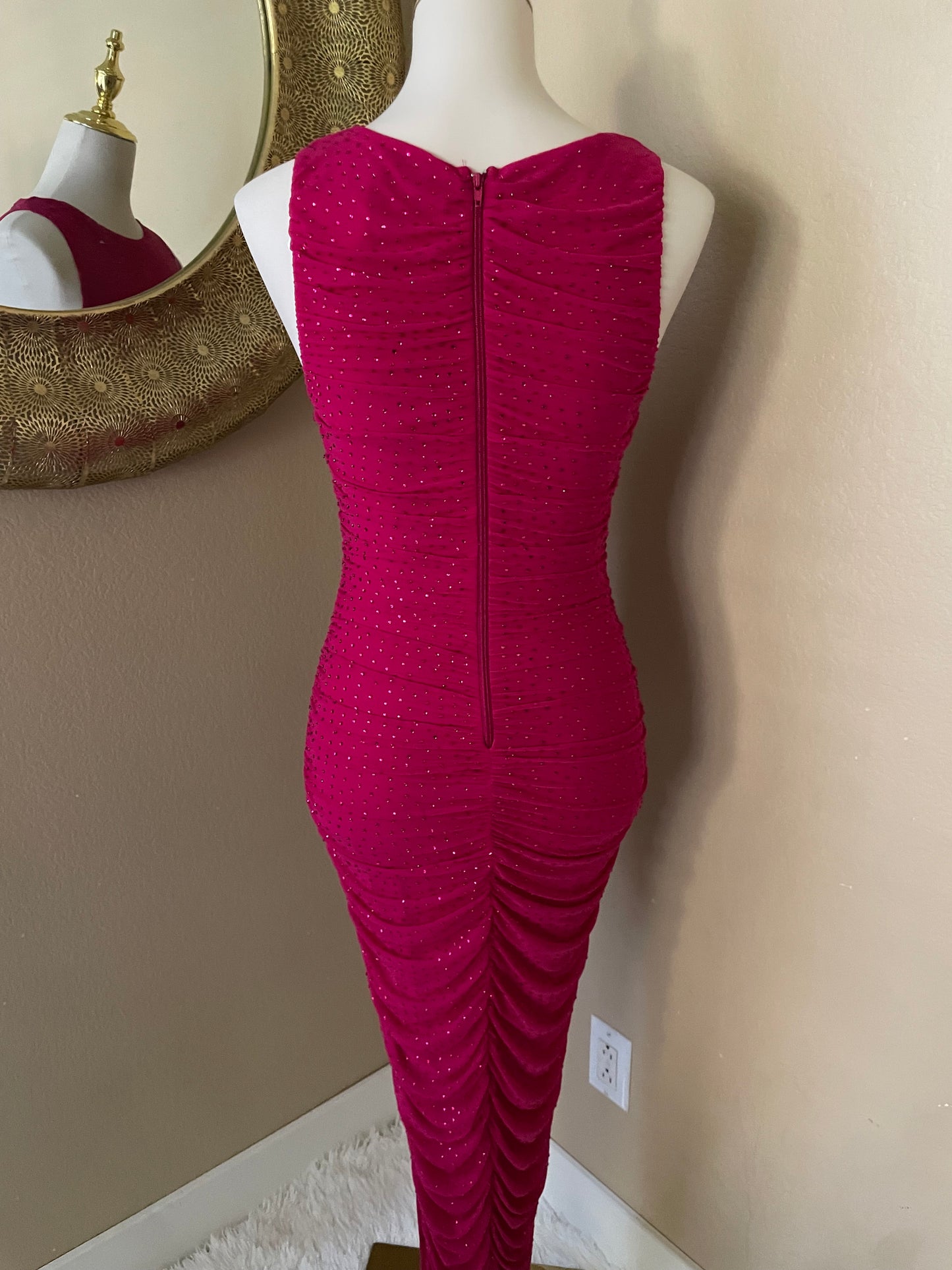 Rhinestone Magenta Dress