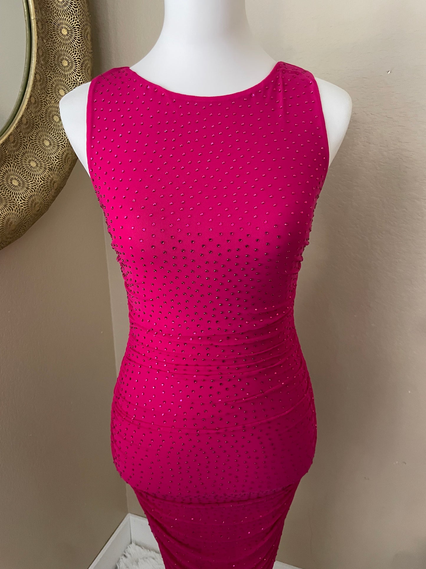 Rhinestone Magenta Dress